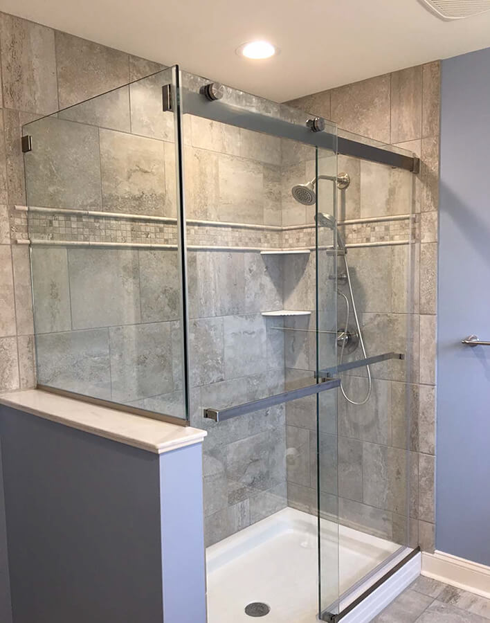 frameless glass sliding shower