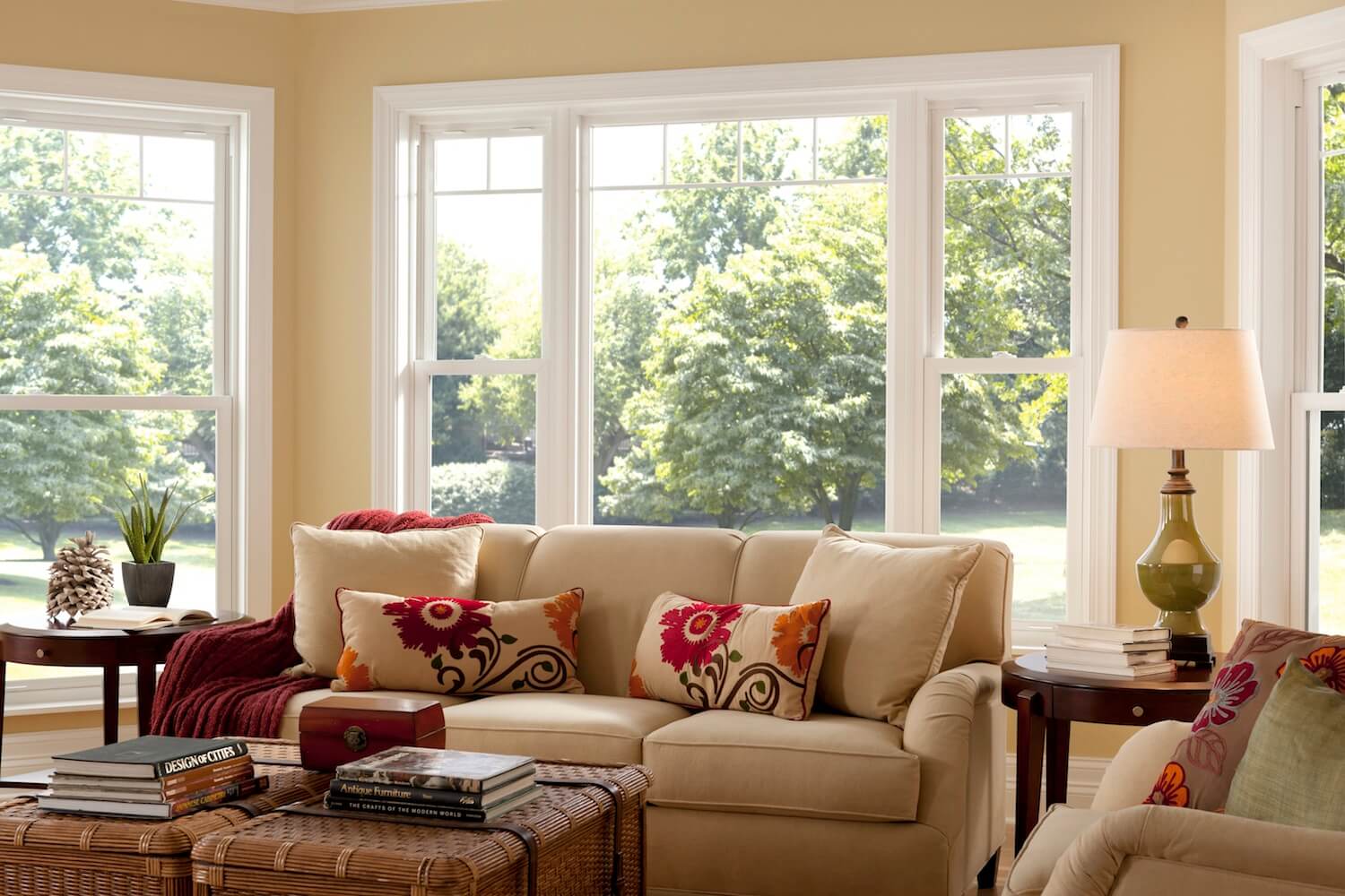 double hung window in living room
