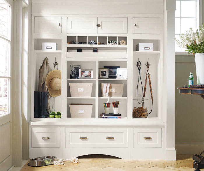 white entryway cabinet